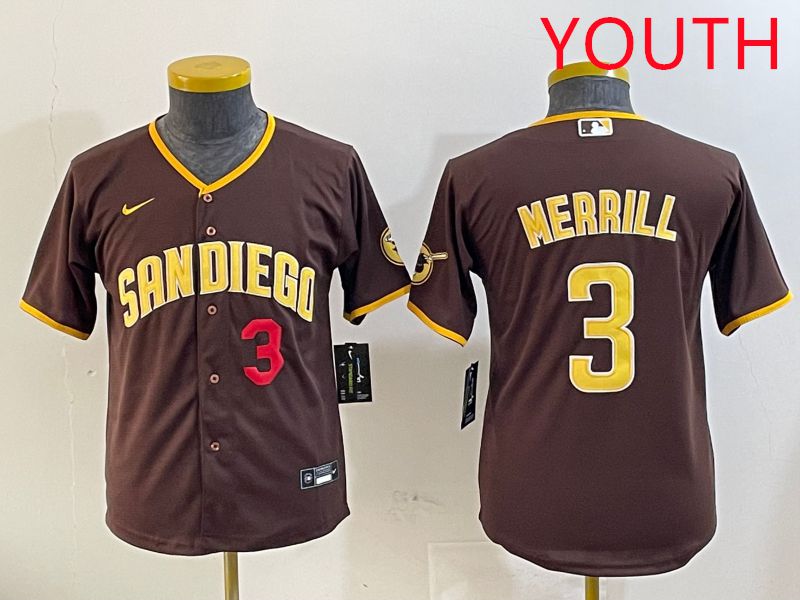 Youth San Diego Padres #3 Merrill Brown Game 2025 Nike MLB Jersey style 11